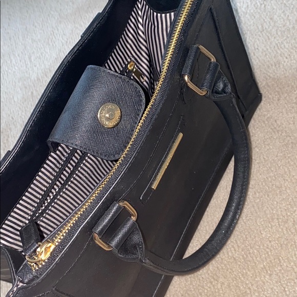 Black leather mini tote bag - Picture 3 of 4